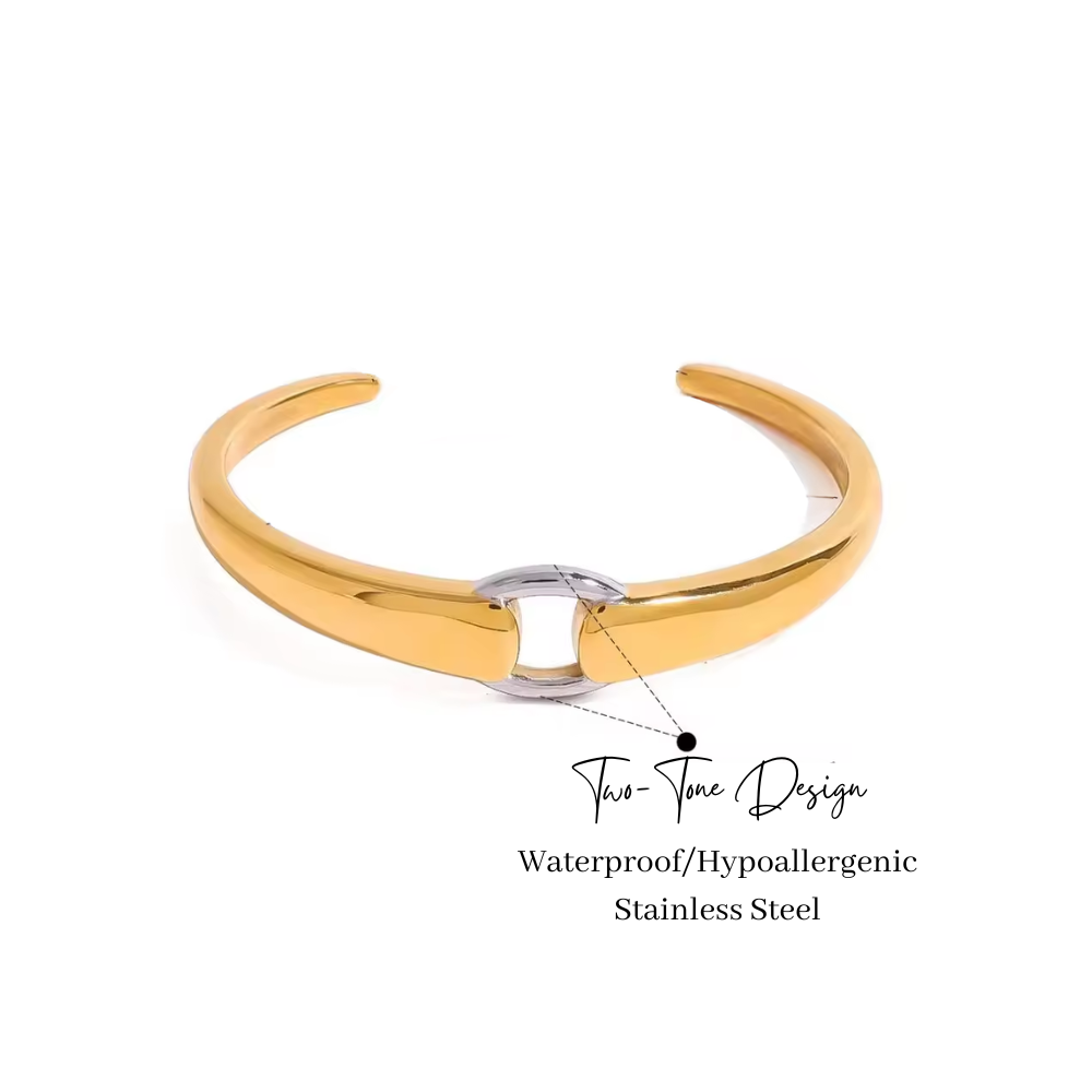 Two-Tone Cuff Bracelet - Stainless Steel Cuff Bracelet - Waterproof Deep South Originals