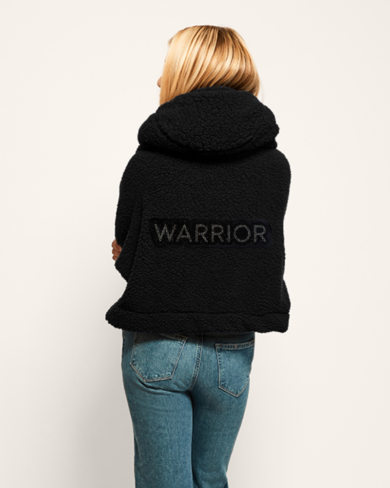 The Warrior Effect™ by Jill Martin Bedazzled Logo Cropped Sherpa Lounger Jacket Jill Martin