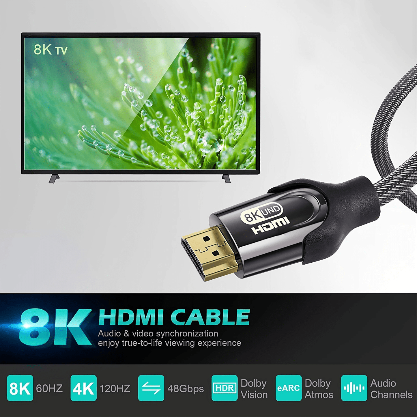 8K Ultra High Speed HDTV 2.1 Cable | Supports 8K 60Hz, 4K 120Hz, Flat Category 6a Ethernet, Male to Male Connector - I-ZCLIVE NovaCart