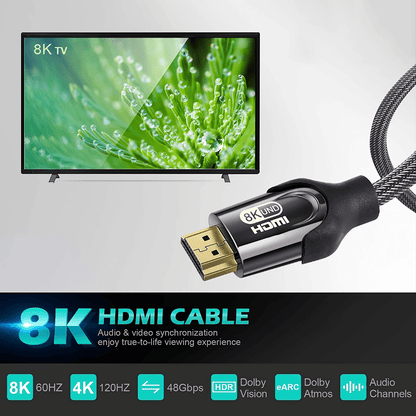 8K Ultra High Speed HDTV 2.1 Cable | Supports 8K 60Hz, 4K 120Hz, Flat Category 6a Ethernet, Male to Male Connector - I-ZCLIVE NovaCart