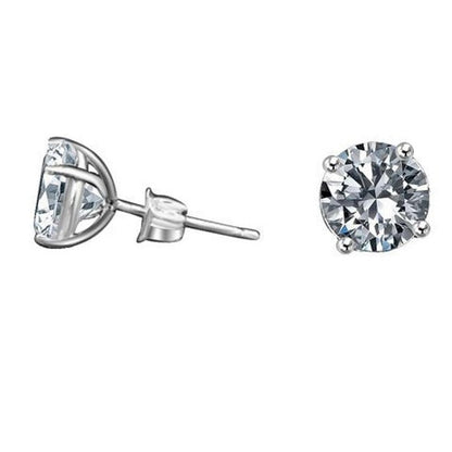 14K Gold Round Cubic zirconia Stud Earrings.  635E14K