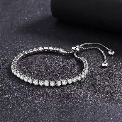 14K White Gold Tennis Bracelets with Crystals from Swarovski Adjustable DailySale