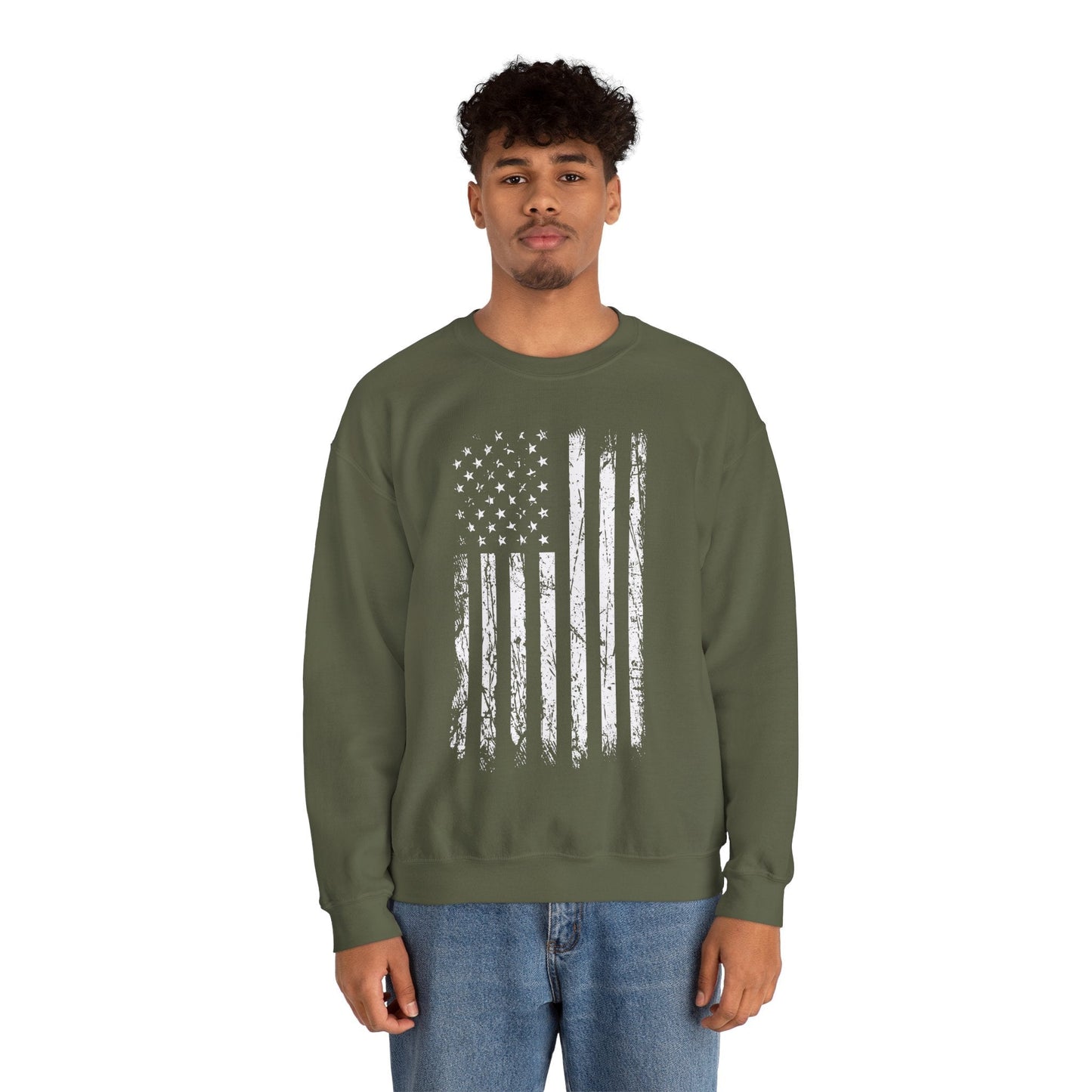 American Grunge Flag Crewneck Sweatshirt The Devil's Pickle