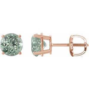 14K Rose 8 mm Lab-Grown Green Sapphire Earrings Ethereal Legacy Boutiques