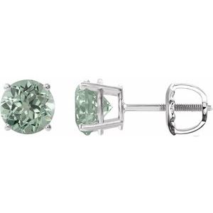 14K White 8 mm Lab-Grown Green Sapphire Earrings Ethereal Legacy Boutiques