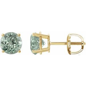 14K Yellow 8 mm Lab-Grown Green Sapphire Earrings Ethereal Legacy Boutiques
