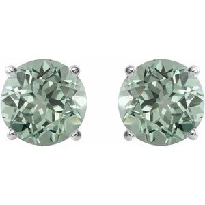 14K White 8 mm Lab-Grown Green Sapphire Earrings Ethereal Legacy Boutiques
