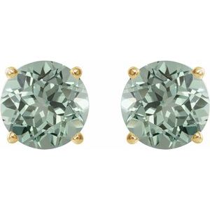 14K Yellow 8 mm Lab-Grown Green Sapphire Earrings Ethereal Legacy Boutiques