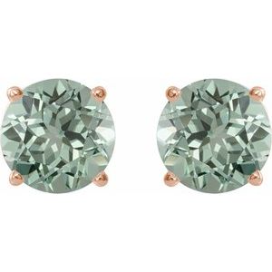 14K Rose 8 mm Lab-Grown Green Sapphire Earrings Ethereal Legacy Boutiques