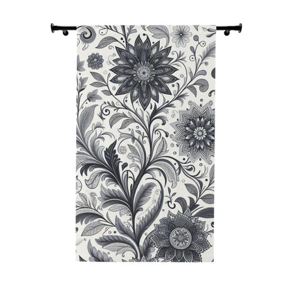 Elegant Floral Window Curtain, Home Decor, Black and White Floral Drapes, Living Room Curtains, Bedroom Window Treatment Grayceful LLC
