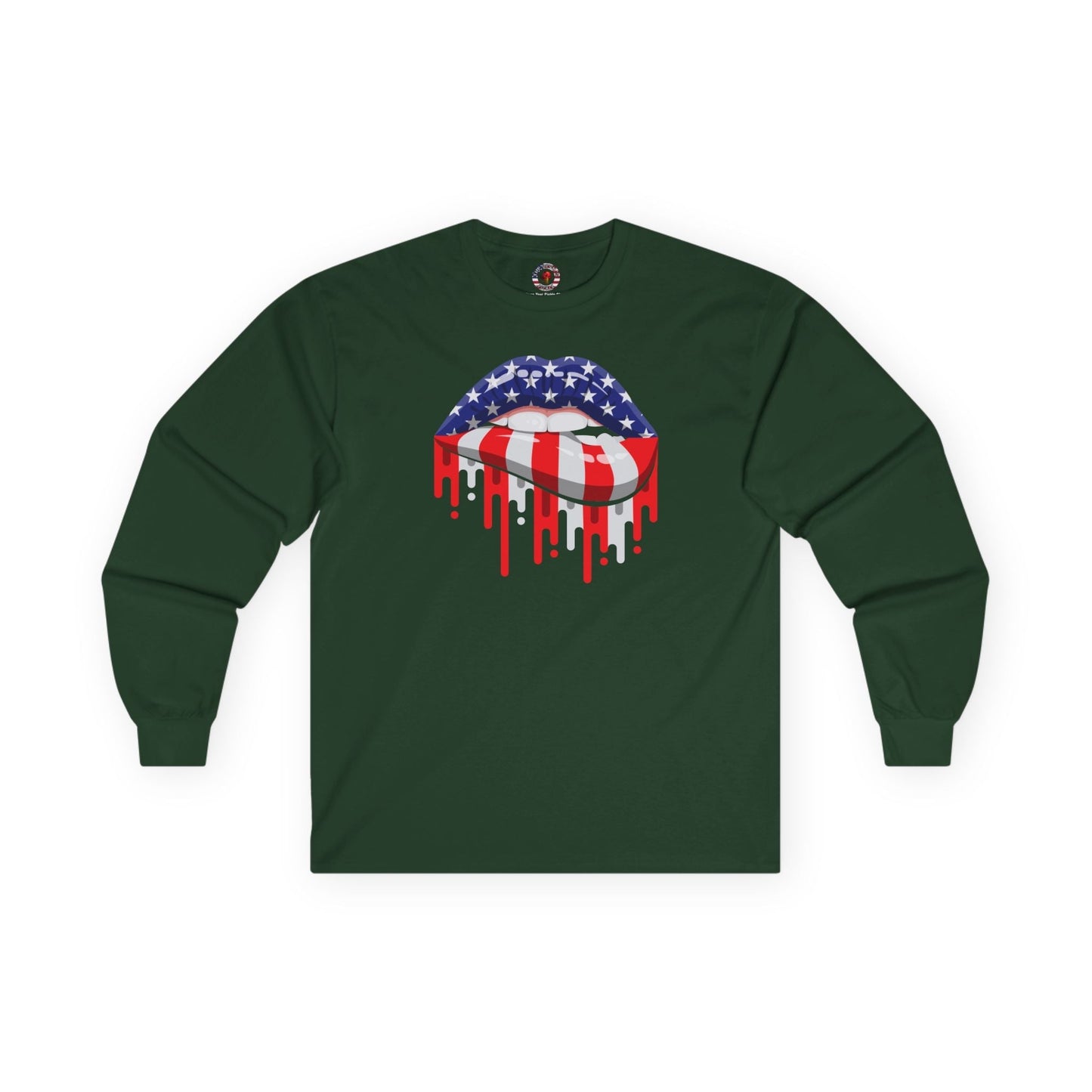 American Flag Lips Long Sleeve Tee The Devil's Pickle