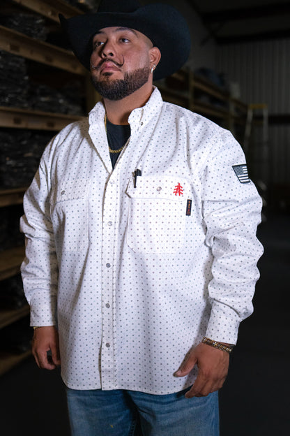 FR Pearl Snap Work Shirt - Phantom White Static FR