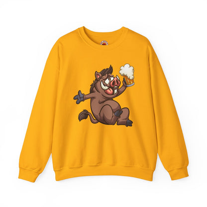 Beer Drinking Boar Crewneck Sweatshirt The Devil's Pickle