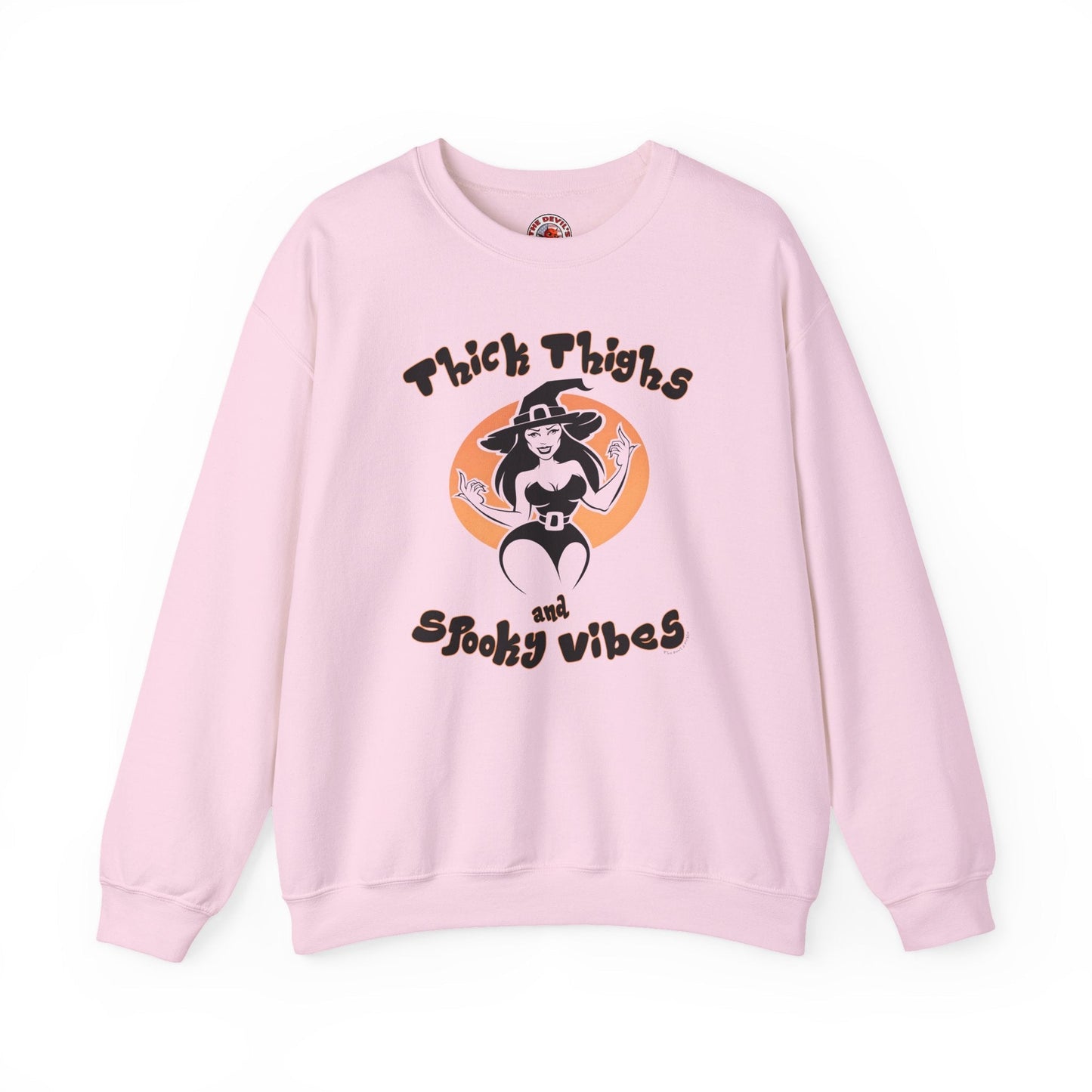 Thick Thighs and Spooky Vibes Crewneck Sweatshirt The Devil's Pickle