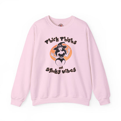 Thick Thighs and Spooky Vibes Crewneck Sweatshirt The Devil's Pickle
