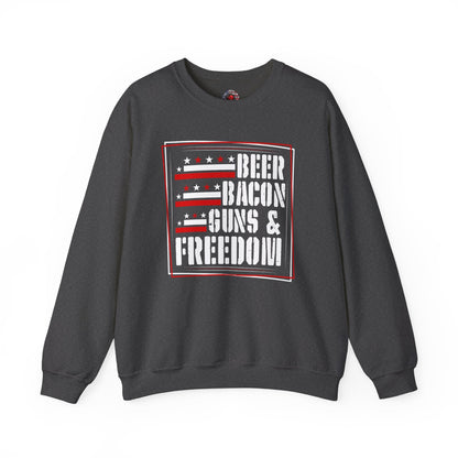 Beer Bacon Guns and Freedom Crewneck Sweatshirt The Devil's Pickle