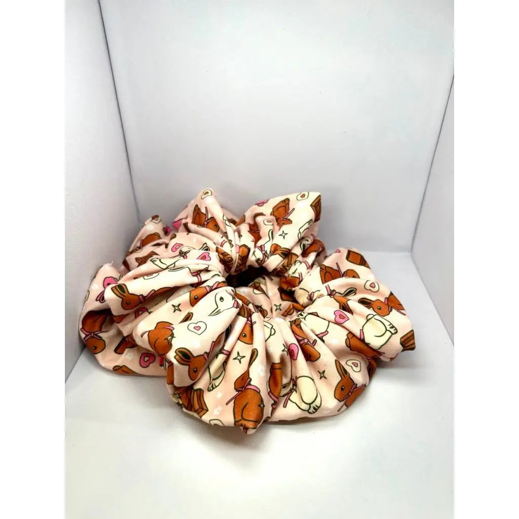 Chocolate Bunny Easter Poly Scrunchie Enchanted Scrunch