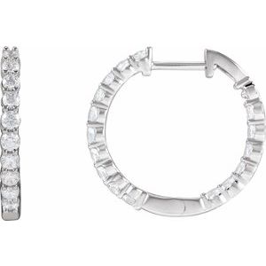 14K White 1 CTW Natural Diamond Inside-Outside Hinged 19.3 mm Hoop Earrings Ethereal Legacy Boutiques