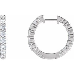14K White 2 CTW Lab-Grown Diamond Inside-Outside Hinged 20 mm Hoop Earrings Ethereal Legacy Boutiques