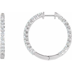 14K White 3 CTW Natural Diamond Inside-Outside Hinged 30 mm Hoop Earrings Ethereal Legacy Boutiques