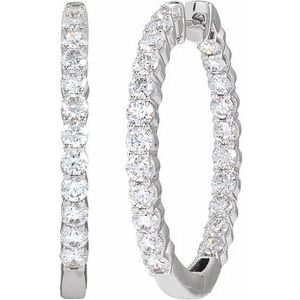 14K White 3 CTW Lab-Grown Diamond Inside-Outside Hinged 30 mm Hoop Earrings Ethereal Legacy Boutiques