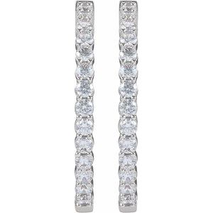 14K White 4 CTW Natural Diamond Inside-Outside Hinged 36 mm Hoop Earrings Ethereal Legacy Boutiques