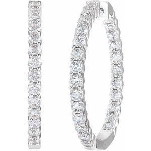 14K White 4 CTW Natural Diamond Inside-Outside Hinged 36 mm Hoop Earrings Ethereal Legacy Boutiques