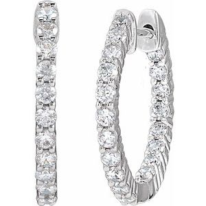 14K White 3/4 CTW Lab-Grown Diamond Inside-Outside Hinged 17.2 mm Hoop Earrings Ethereal Legacy Boutiques