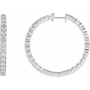 14K White 5 CTW Lab-Grown Diamond Inside-Outside Hinged 37.8 mm Hoop Earrings Ethereal Legacy Boutiques