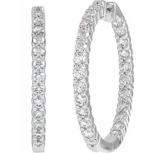 14K White 5 CTW Lab-Grown Diamond Inside-Outside Hinged 37.8 mm Hoop Earrings Ethereal Legacy Boutiques