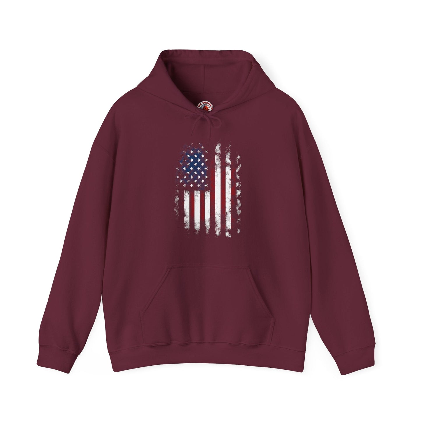 Distressed American Flag Hooded Sweatshirt The Devil's Pickle