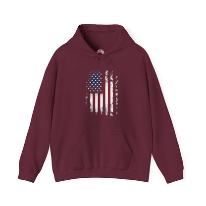 Distressed American Flag Hooded Sweatshirt The Devil's Pickle
