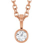 14K Rose .06 CT Natural Diamond Bezel-Set Solitaire 16-18" Necklace Ethereal Legacy Boutiques
