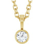 14K Yellow .06 CT Natural Diamond Bezel-Set Solitaire 16-18" Necklace Ethereal Legacy Boutiques