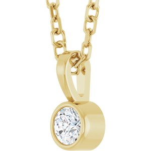 14K Yellow .06 CT Natural Diamond Bezel-Set Solitaire 16-18" Necklace Ethereal Legacy Boutiques