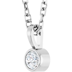 Platinum .06 CT Natural Diamond Bezel-Set Solitaire 16-18" Necklace Ethereal Legacy Boutiques