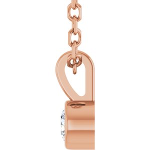14K Rose .06 CT Natural Diamond Bezel-Set Solitaire 16-18" Necklace Ethereal Legacy Boutiques