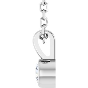 14K White .06 CT Natural Diamond Bezel-Set Solitaire 16-18" Necklace Ethereal Legacy Boutiques