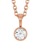 14K Rose 1/10 CT Natural Diamond Bezel-Set Solitaire 16-18" Necklace Ethereal Legacy Boutiques