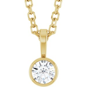 14K Yellow 1/10 CT Natural Diamond Bezel-Set Solitaire 16-18" Necklace Ethereal Legacy Boutiques