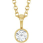 14K Yellow 1/10 CT Natural Diamond Bezel-Set Solitaire 16-18" Necklace Ethereal Legacy Boutiques