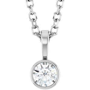 Sterling Silver 1/10 CT Natural Diamond Bezel-Set Solitaire 16-18" Necklace Ethereal Legacy Boutiques