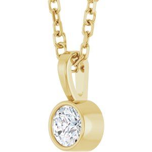 14K Yellow 1/10 CT Natural Diamond Bezel-Set Solitaire 16-18" Necklace Ethereal Legacy Boutiques