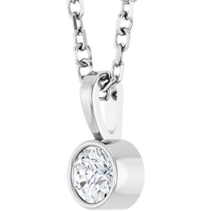 14K White 1/10 CT Natural Diamond Bezel-Set Solitaire 16-18" Necklace Ethereal Legacy Boutiques
