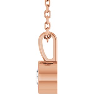 14K Rose 1/4 CT Natural Diamond Bezel-Set Solitaire 16-18" Necklace Ethereal Legacy Boutiques