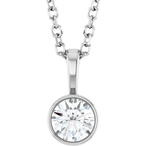 Sterling Silver 1/4 CT Natural Diamond Bezel-Set Solitaire 16-18" Necklace Ethereal Legacy Boutiques