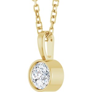 14K Yellow 1/4 CT Natural Diamond Bezel-Set Solitaire 16-18" Necklace Ethereal Legacy Boutiques