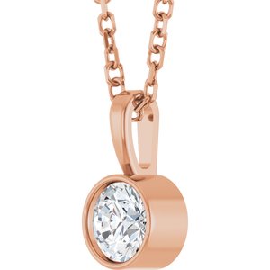 14K Rose 1/4 CT Lab-Grown Diamond Bezel-Set Solitaire 16-18" Necklace Ethereal Legacy Boutiques