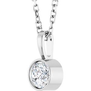 Platinum 1/4 CT Natural Diamond Bezel-Set Solitaire 16-18" Necklace Ethereal Legacy Boutiques