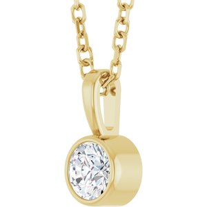 14K Yellow 1/6 CT Natural Diamond Bezel-Set Solitaire 16-18" Necklace Ethereal Legacy Boutiques